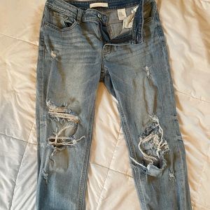 Distressed girlfriend jeans.